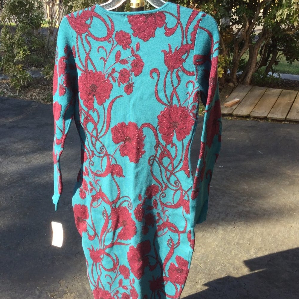 Thalia Sodi Floral Long Sleeve Midi Sweater Dress - Picture 2 of 3